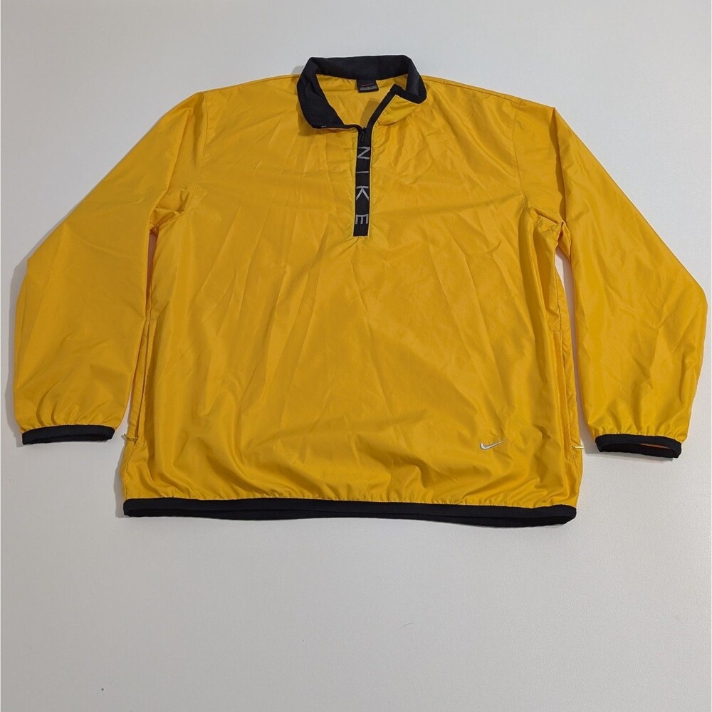 Vintage Y2K NIKE Half-Zip Windbreaker Jacket in Yellow Sz Medium Spell Out